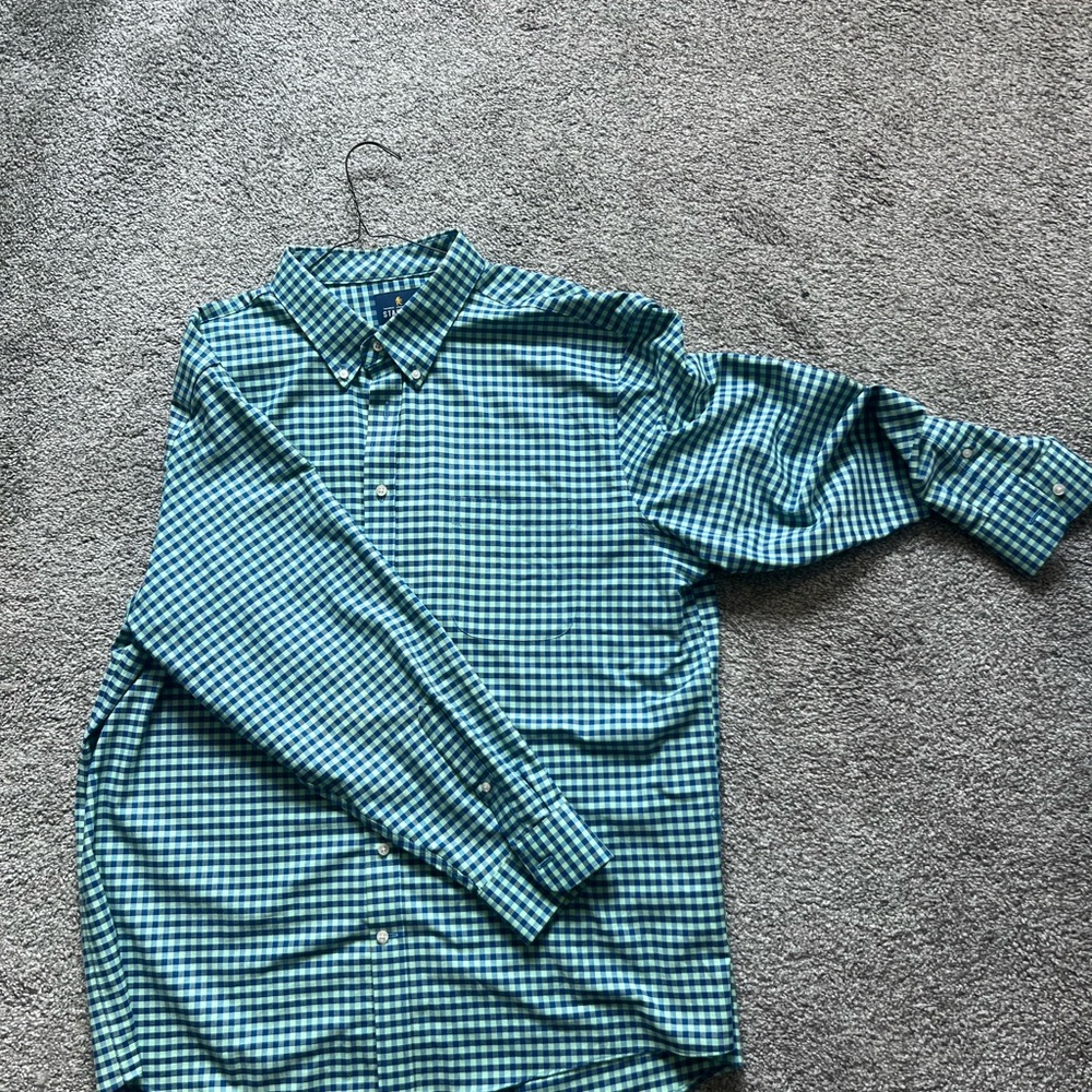 Stafford Blue and Green Plaid Shirt